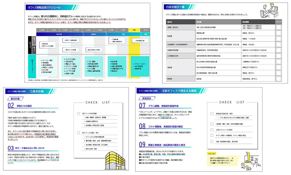 「オフィス移転お役立ちマニュアル」の実際の資料