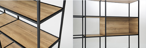 細めのフレームと棚板のシンプルな構成が、様々な空間に調和