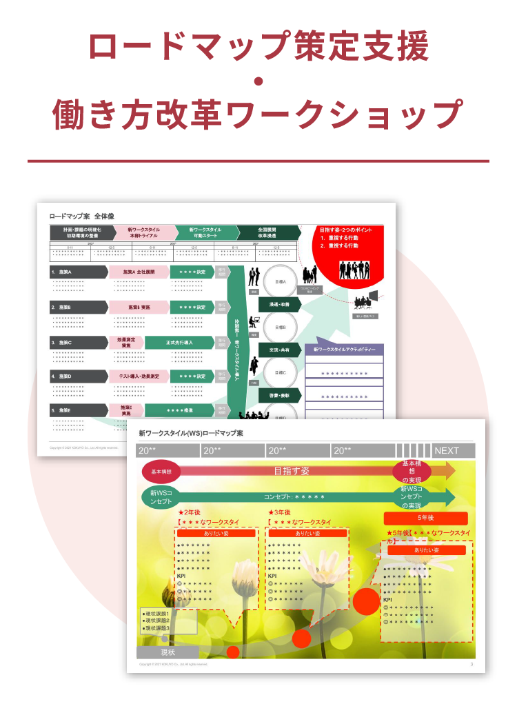 ロードマップ
              策定支援
              働き方
              ワークショップ